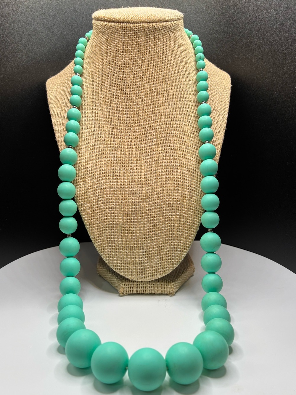 Turquoise Vintage Monet Signed poly Bead Statement Necklace - Women Jewelry